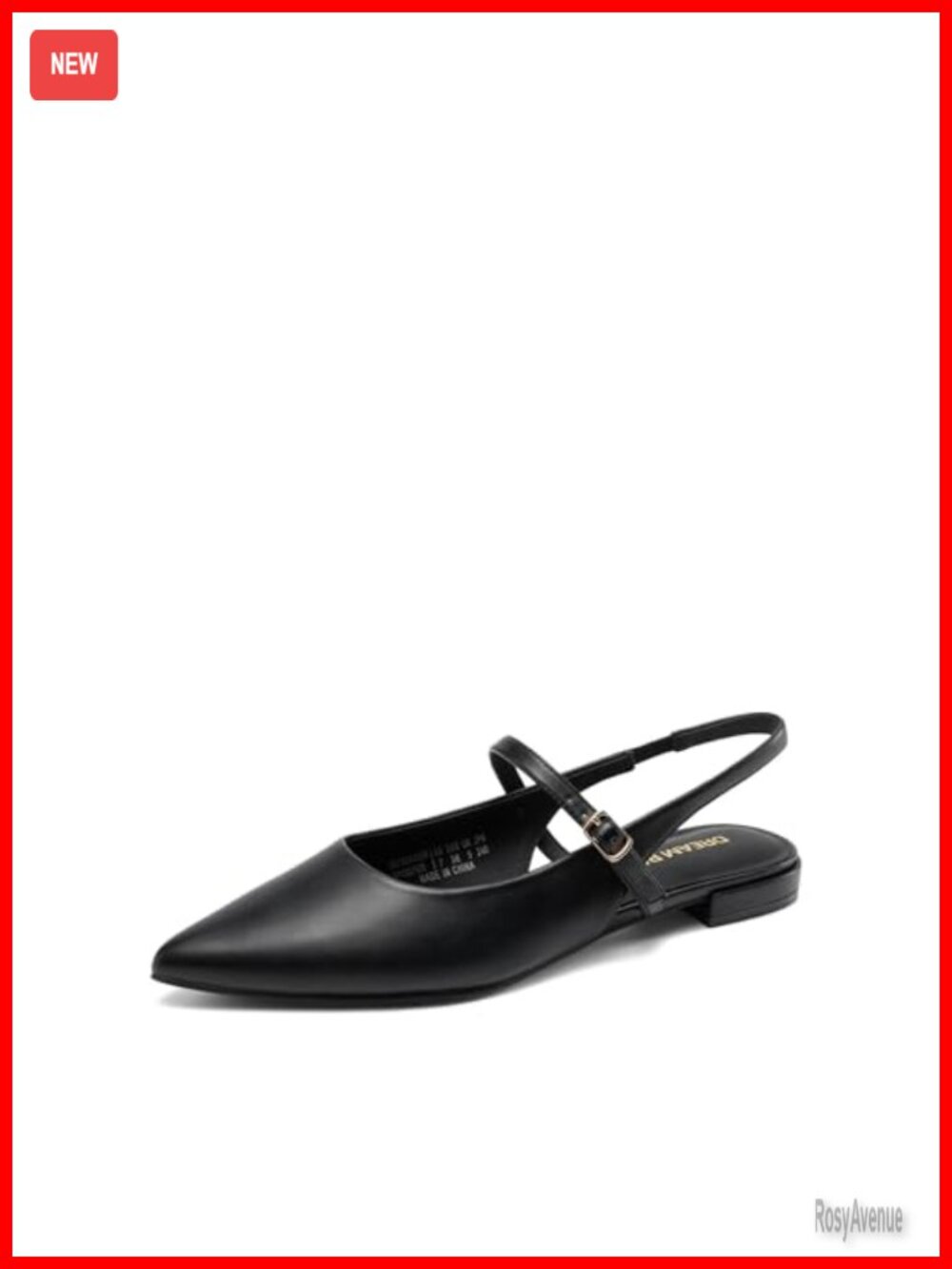 Women's Slingback Mary Jane Ballet Flats Faux Leather Pointed Toe